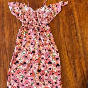 Mimi Chica Floral Pink and Black Casual Dress